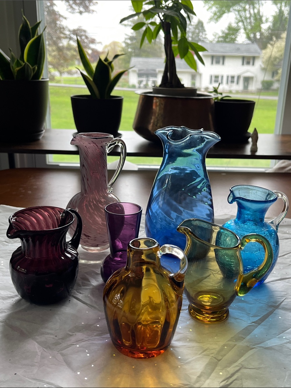 Handblown Multi-Color Glass Pitcher and Vase Collection
